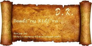 Demény Klára névjegykártya